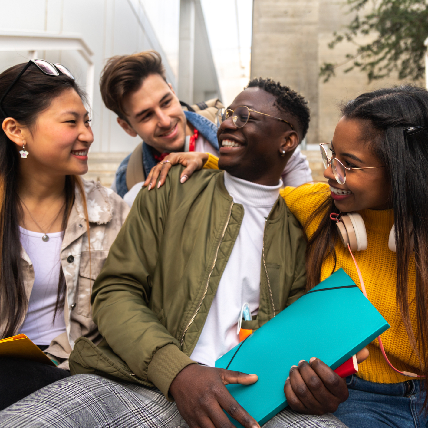 Man Smiling with Friends